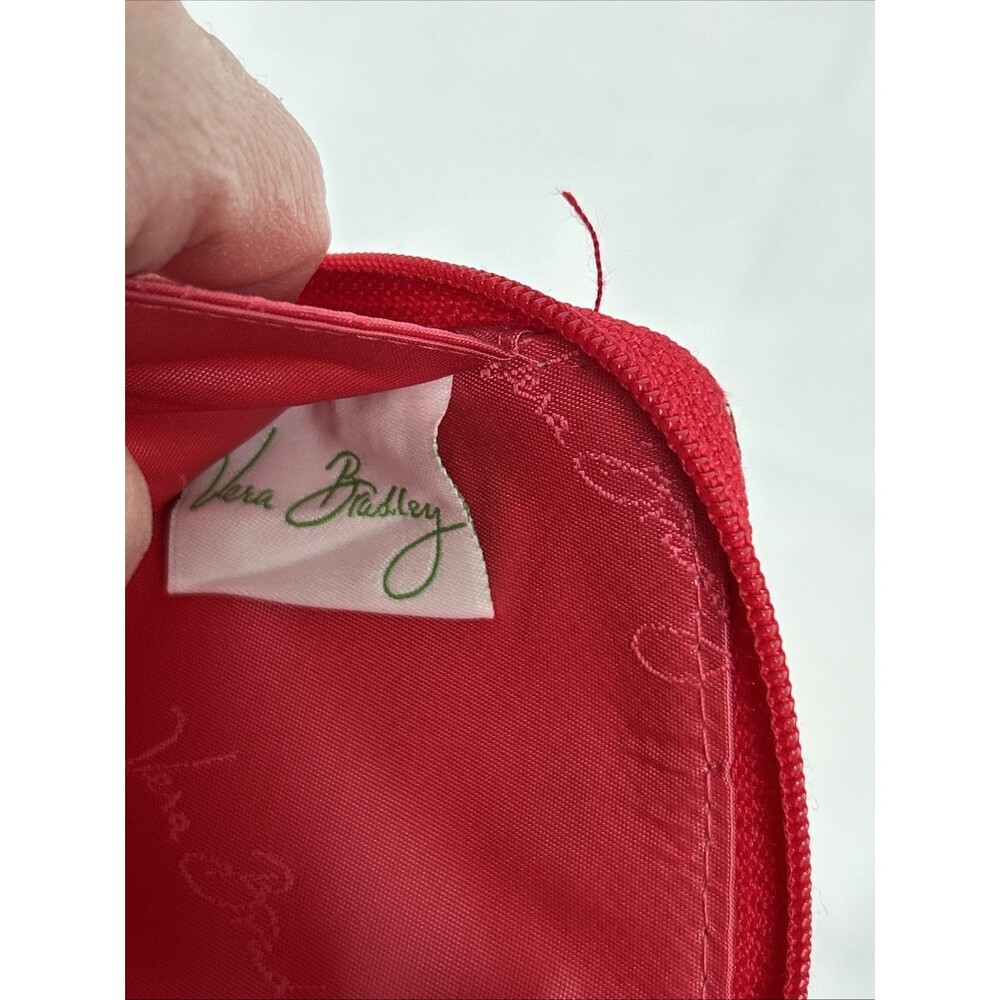 Vera Bradley Zip Around Wristlet Wallet Phone Red Rosy Posies Paisley 6" x 3.5” - Picture 8 of 10